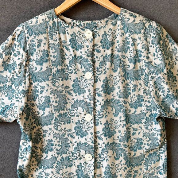 Vintage Jessica McClintock Dress Jacquard Lace-Drop Waist-Back Buttons - Size 6 - Picture 8 of 16